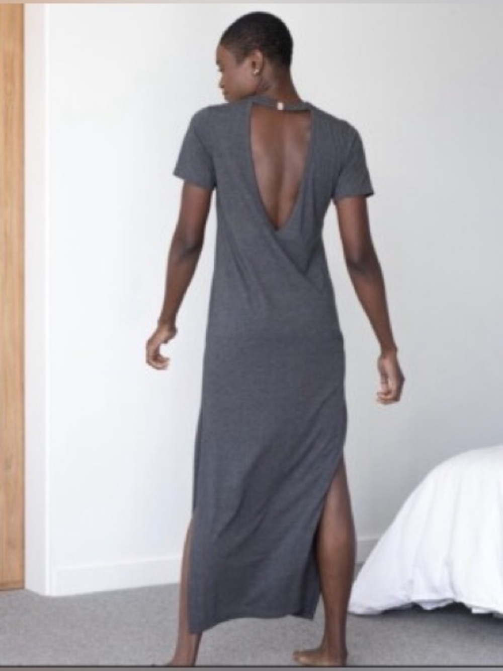 Lunya Restore Long Meditative Gray Pima Cotton Maxi T Shirt Lounge Dress Size XS